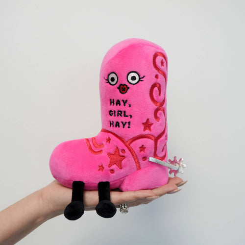 "Hay Girl Hay" Pink Cowboy Boot Plushie